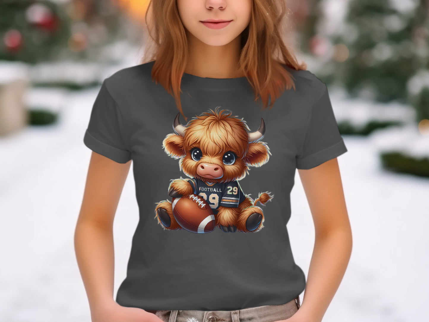Cute Baby Bull with Football Graphic T Shirt Product