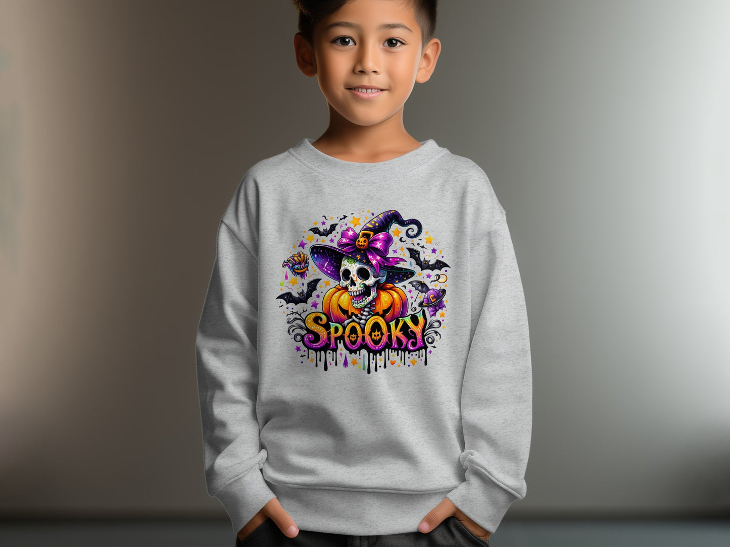 Spooky Skeleton Witch Halloween Graphic Kids product type