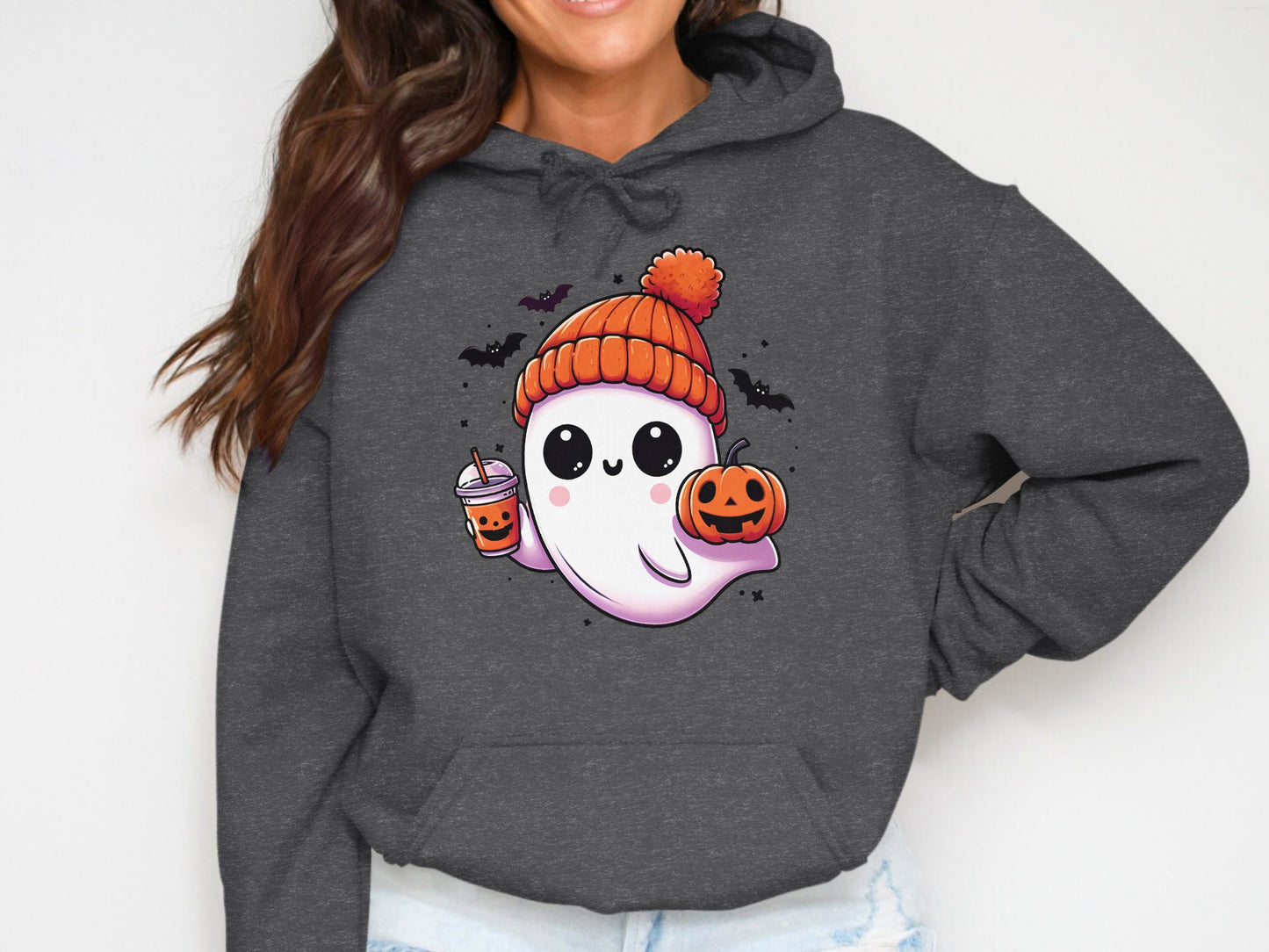Ghost Wearing Beanie Cute Halloween Hoodie product