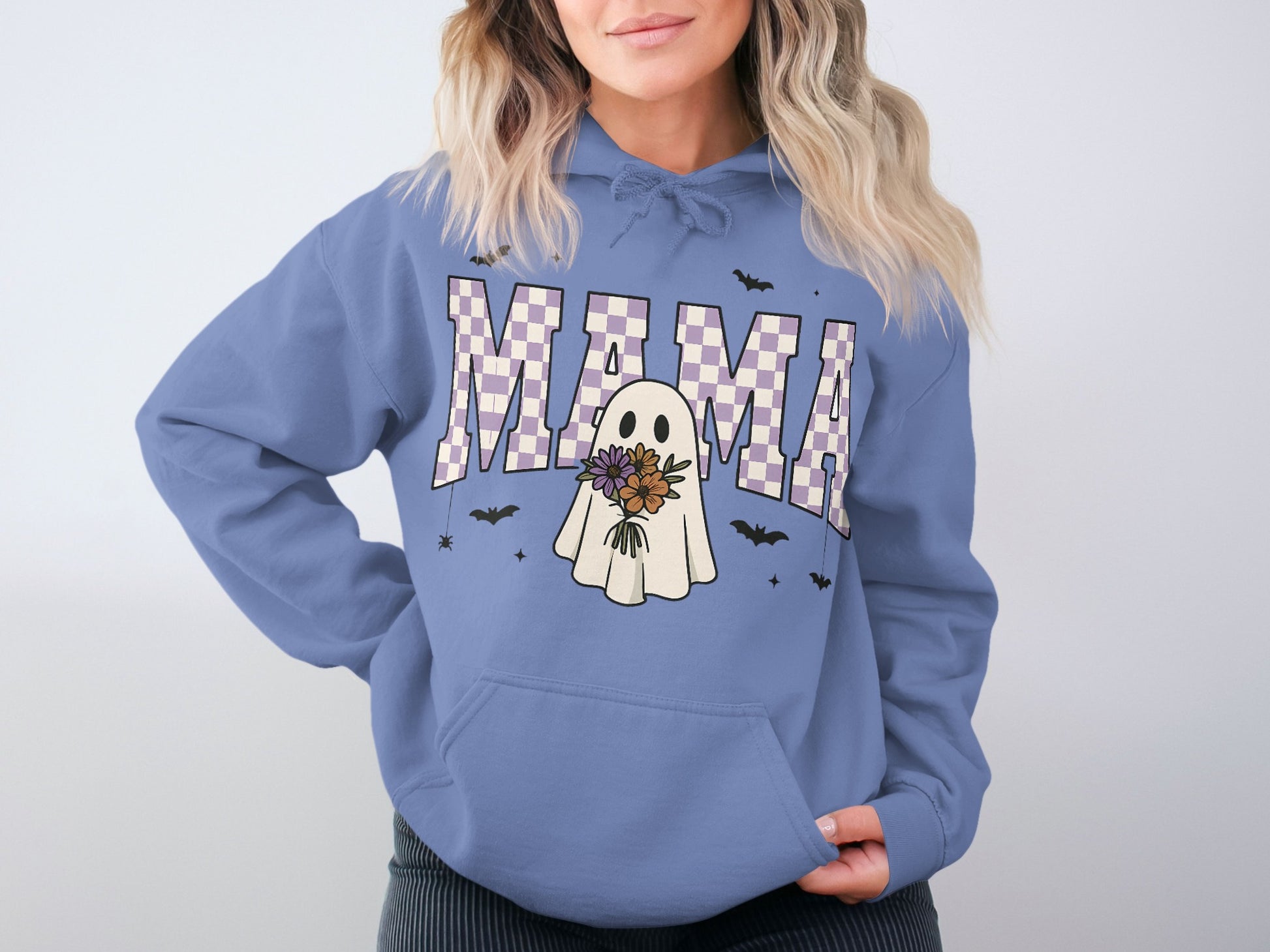 Mama Ghost Holding Flower Cute Halloween Hoodie product