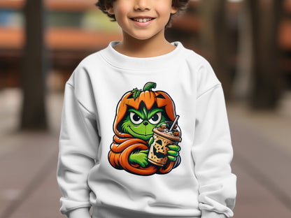 Cute Grinch in Pumpkin Halloween Design Sweatshirt product