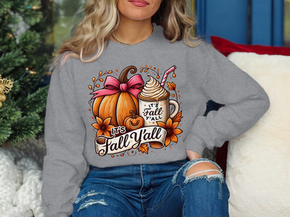 It's Fall Y'all Pumpkin Coffee Graphic Sweatshirt product