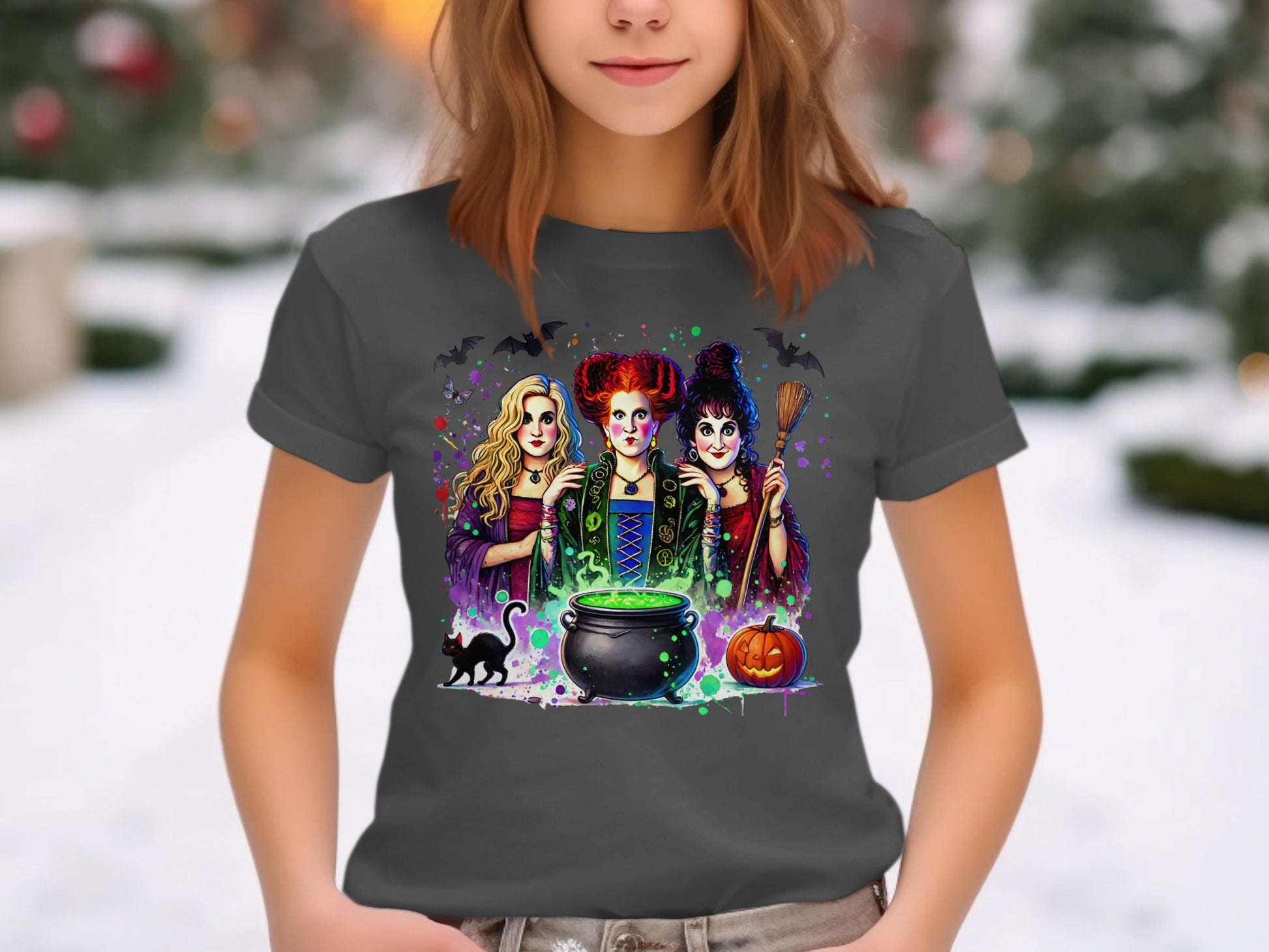 Witch Sisters Halloween Scene Graphic Tee product type