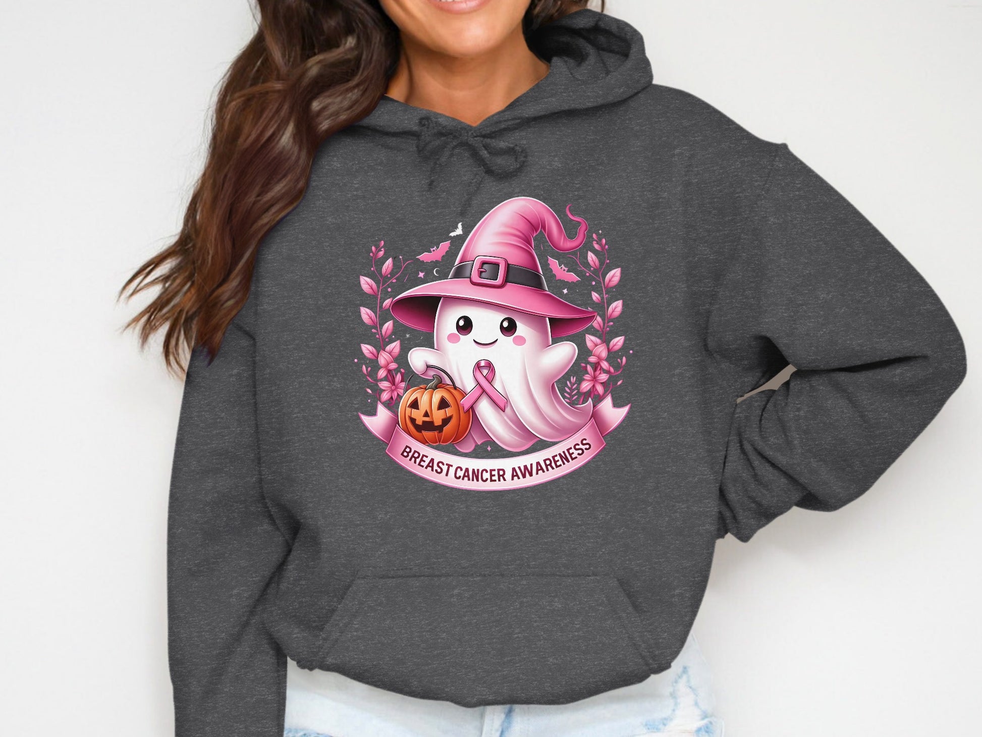 Breast Cancer Awareness Halloween Ghost Hoodie product type