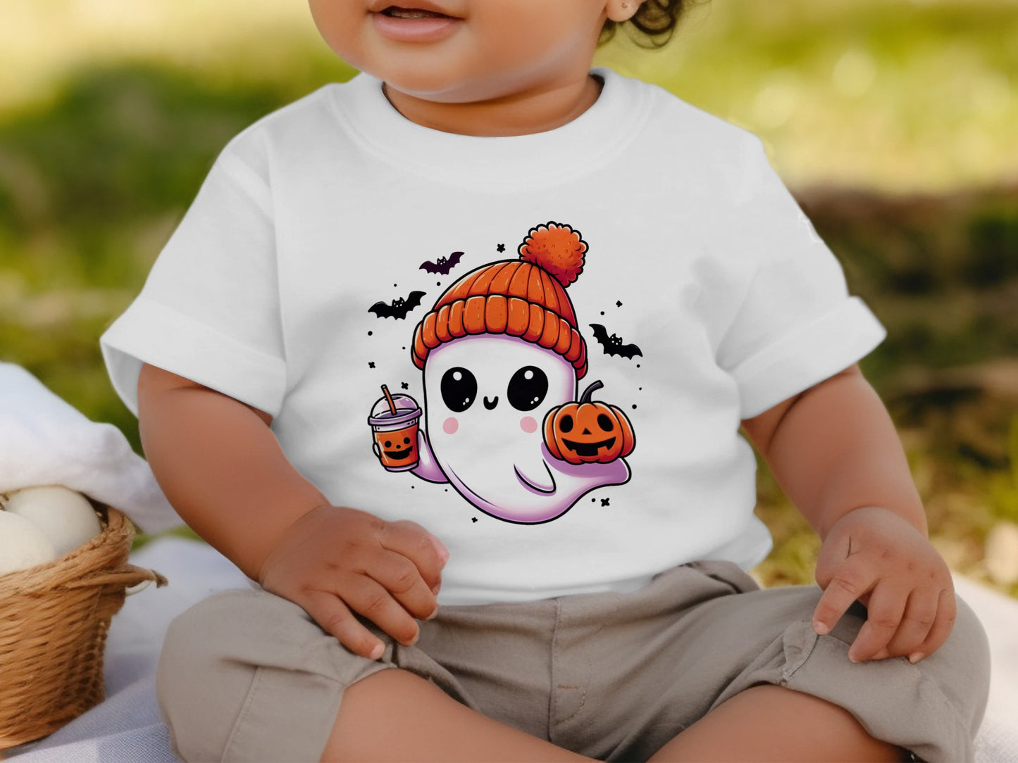 Cute Ghost with Pumpkin Baby T-shirt product type