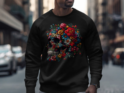 Vibrant Floral Skull Sweatshirt Perfect Streetwear Product