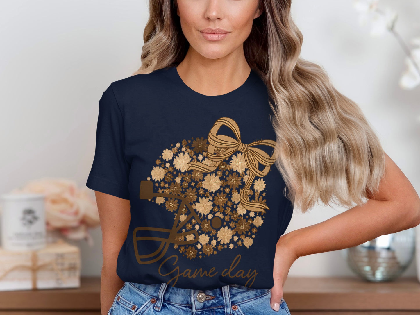 Floral Bow and Musical Game Day Graphic Tee product