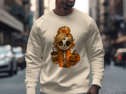 Trendy Halloween Skeleton Motif Cozy Sweatshirt product type