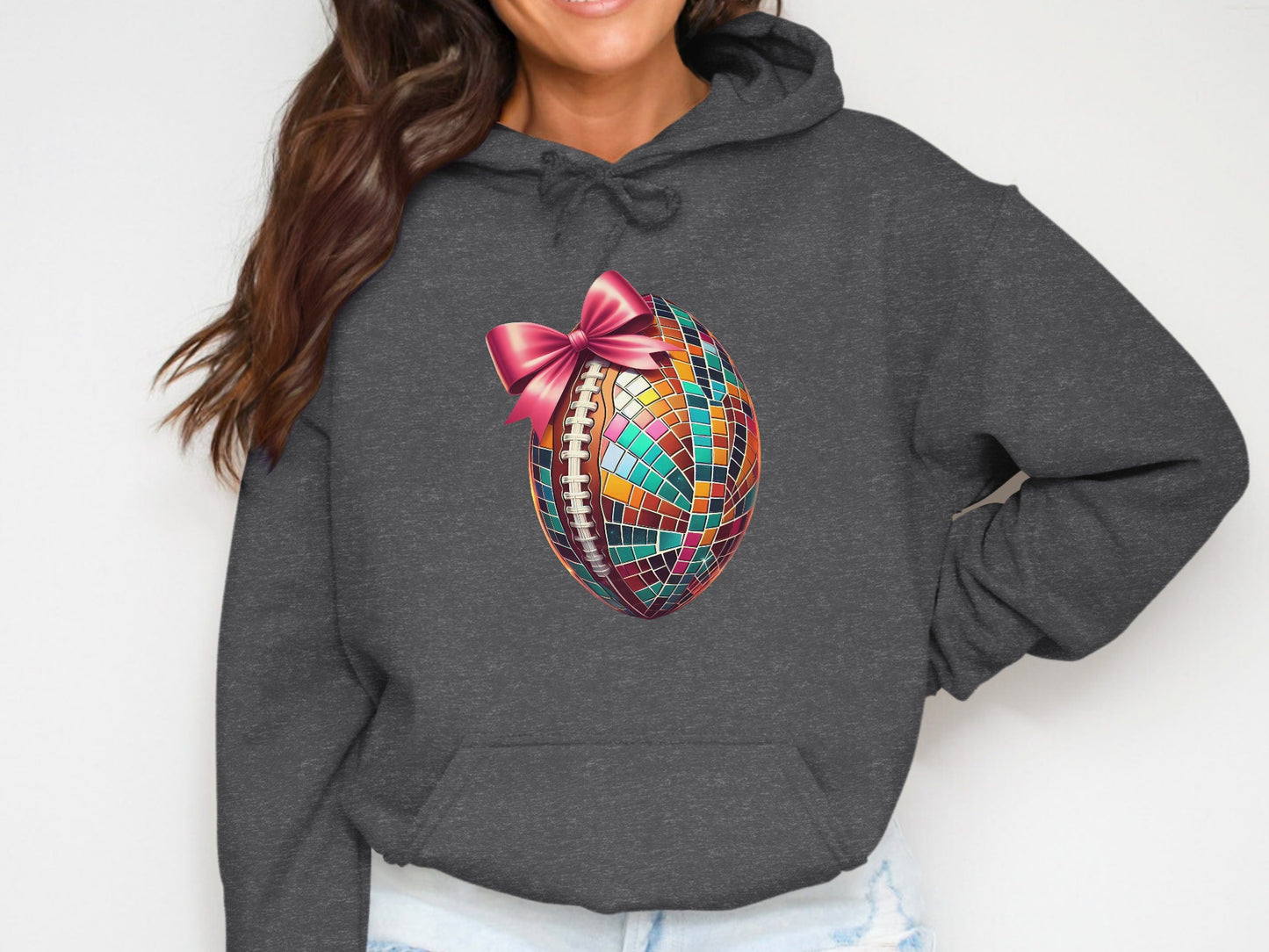 Colorful Mosaic Football with Bow Hoodie product