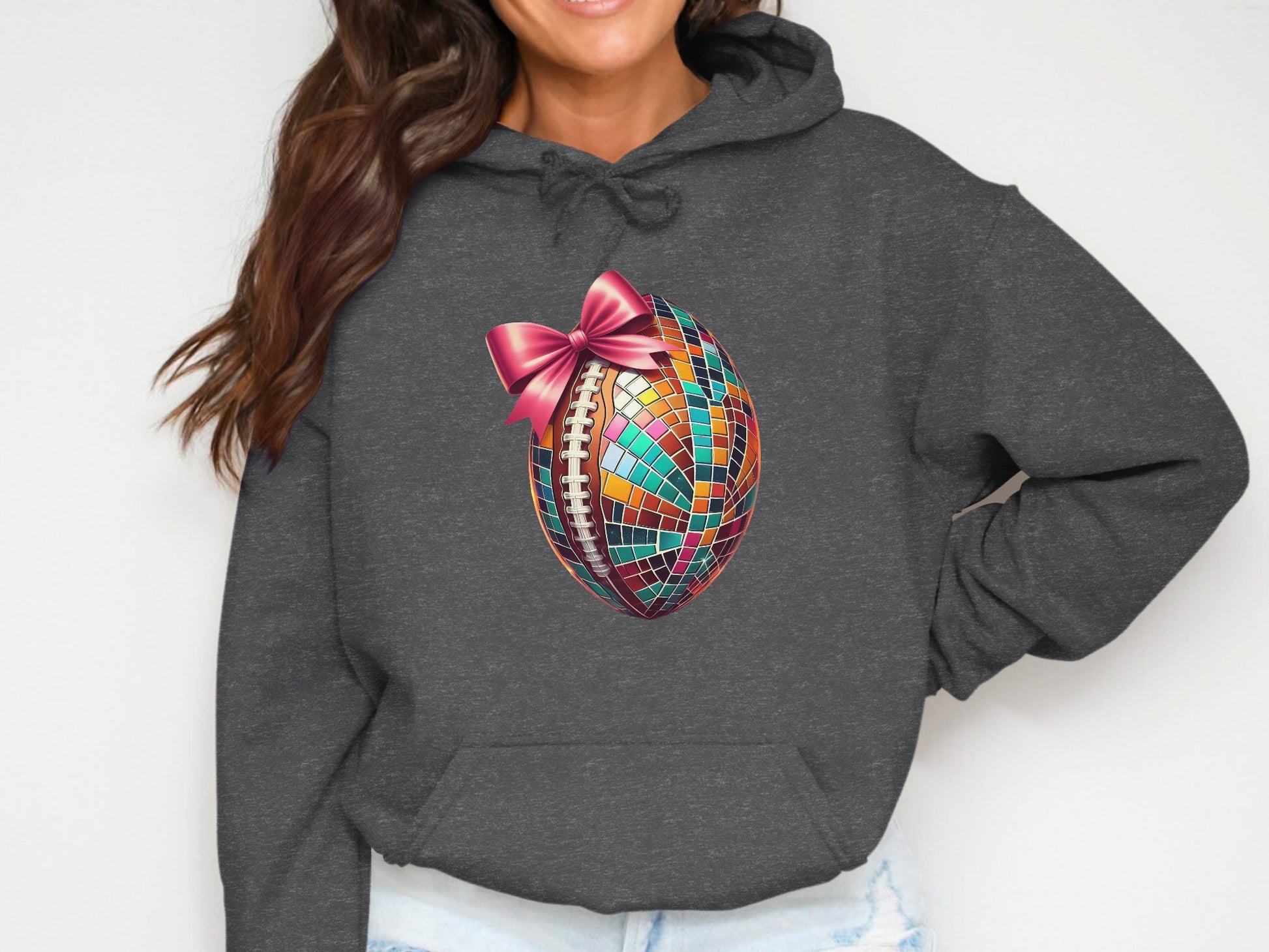 Colorful Mosaic Football with Bow Hoodie product