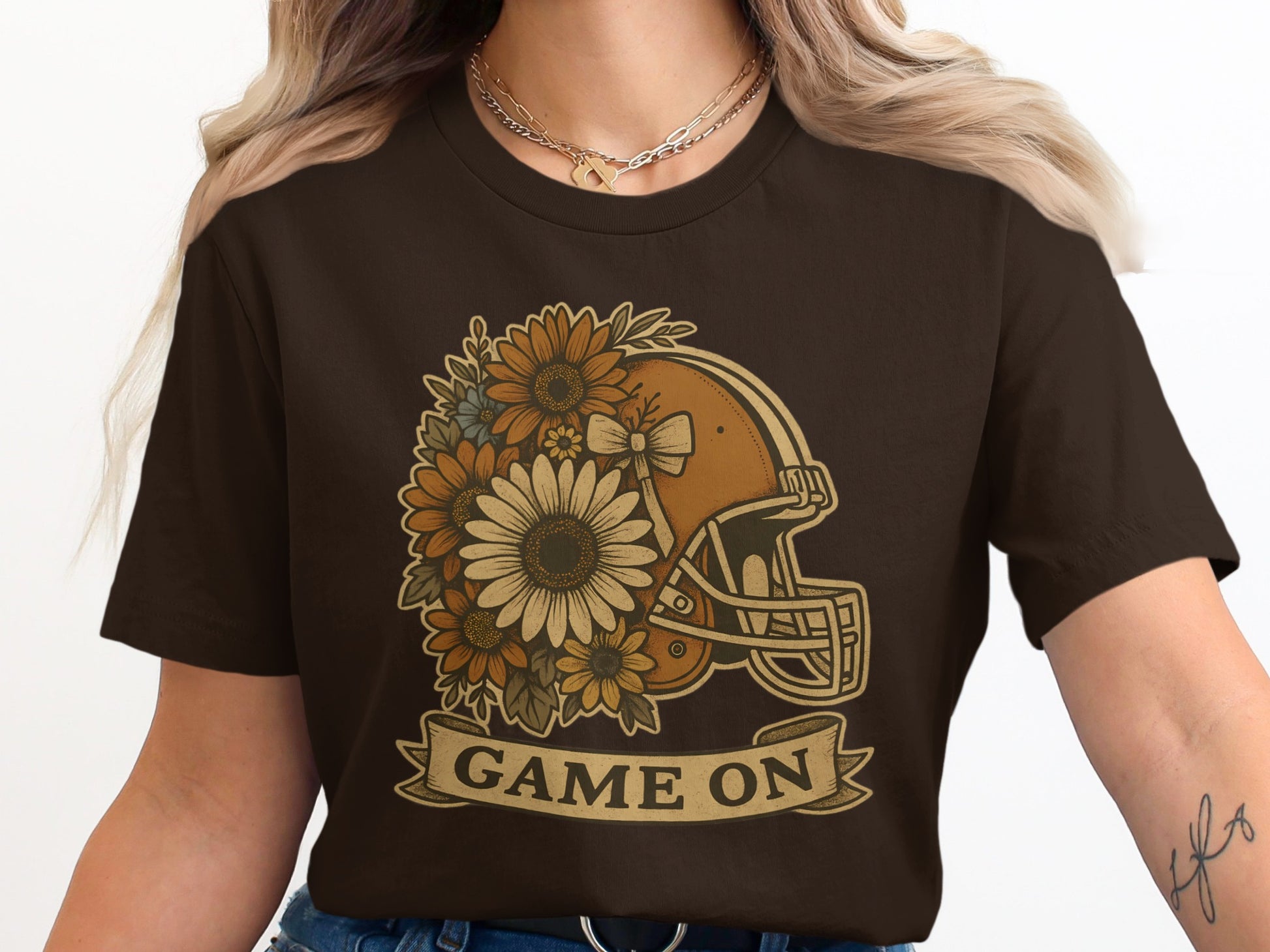 Colorful Floral Football Helmet Graphic Shirt product type