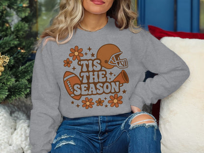 Festive Football Helmet and Flower Graphic Sweatshirt product