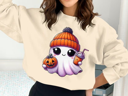 Cute Ghost With Pumpkin Halloween Sweatshirt product