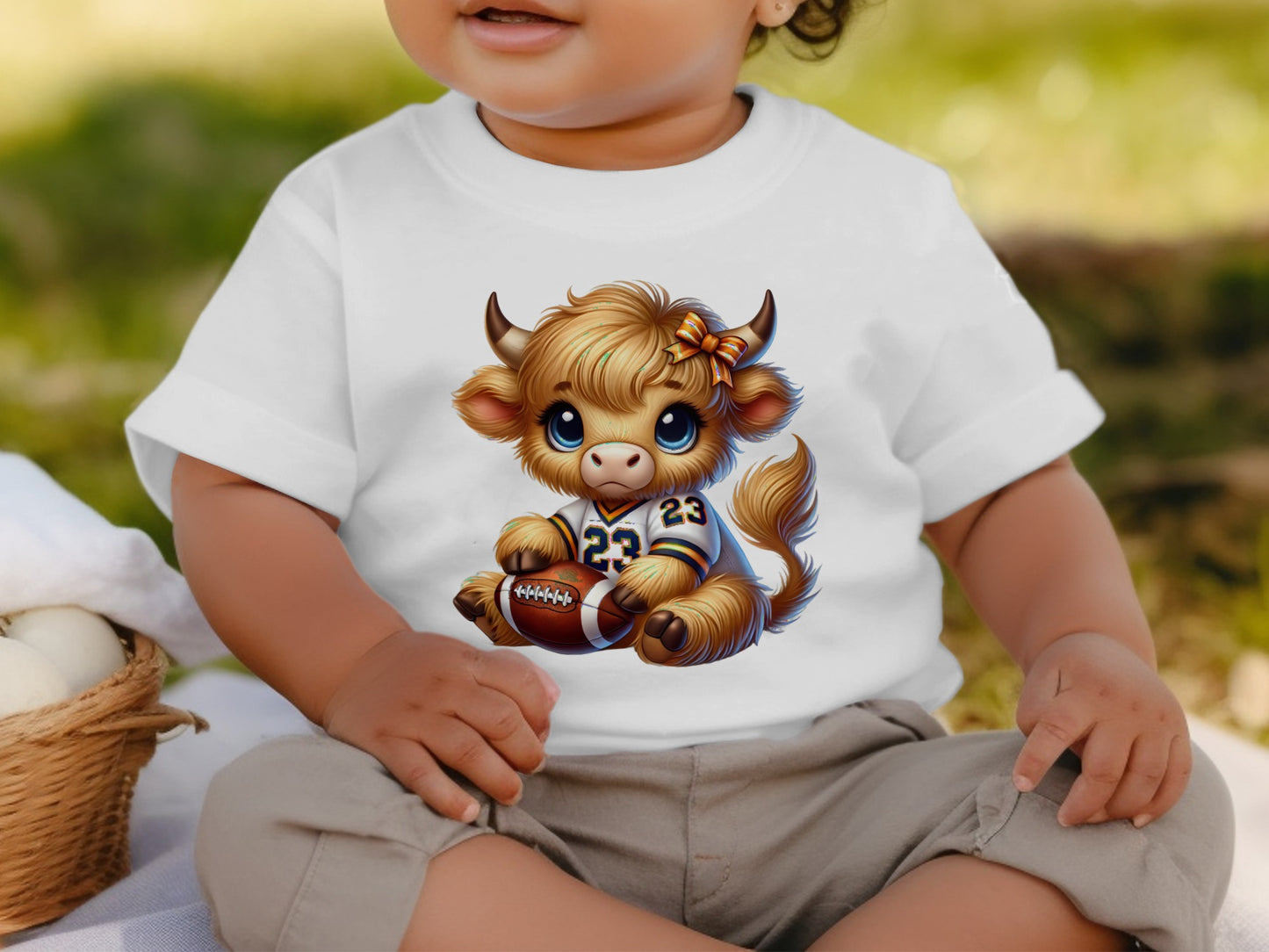 Cute Cartoon Cow with Football Baby T-shirt product type