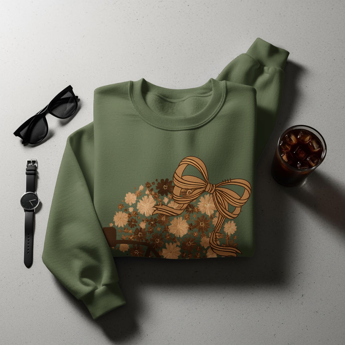 Floral Bouquet with Bow Green Sweatshirt product