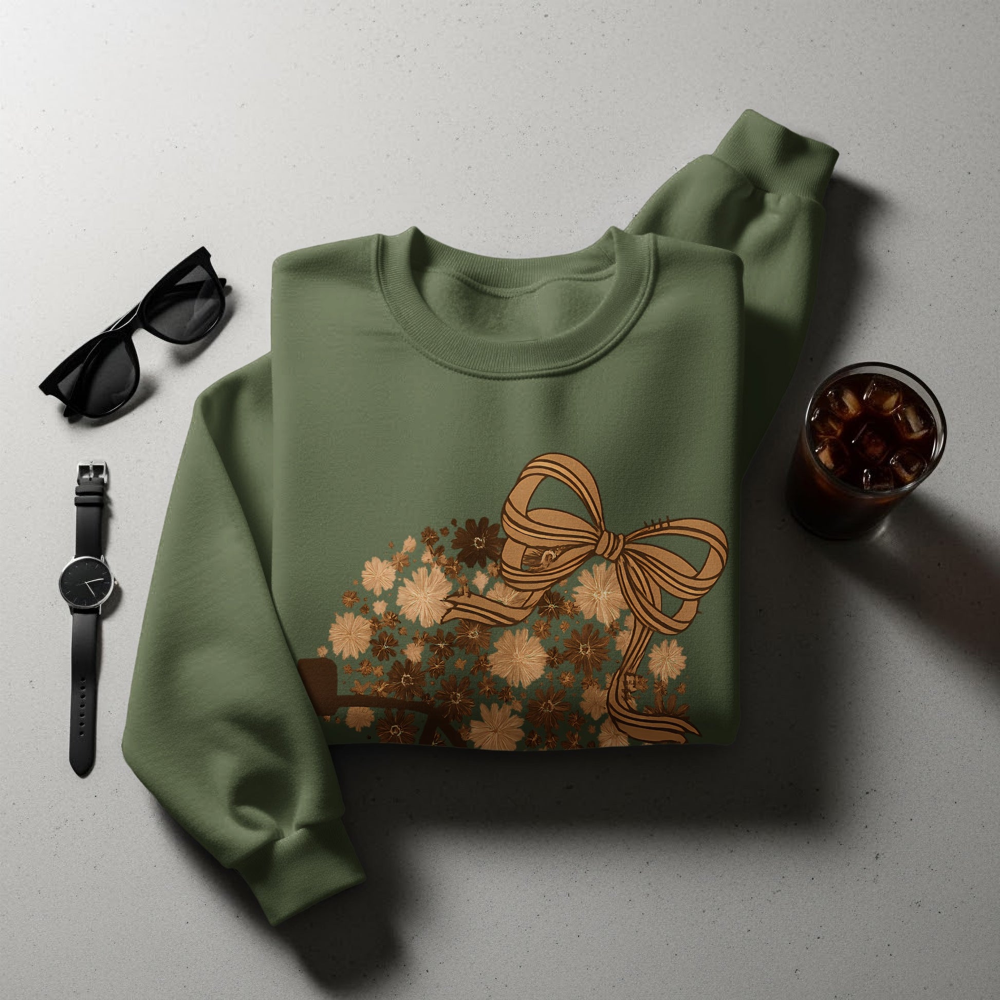 Floral Bouquet with Bow Green Sweatshirt product