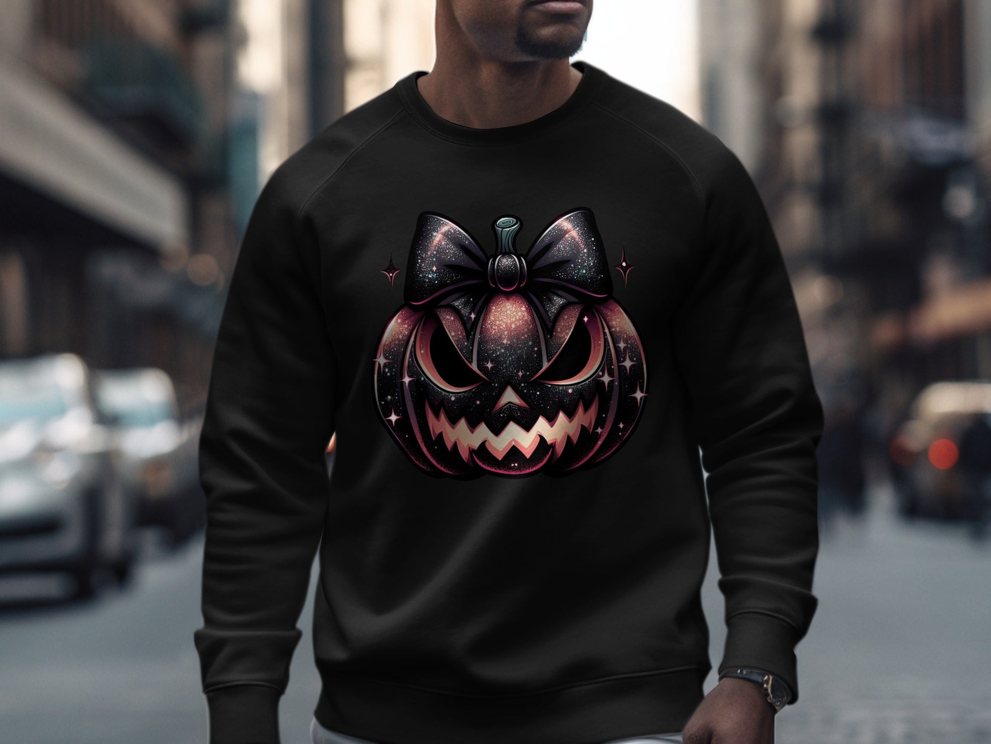 Halloween Pumpkin Glitter Bow Design Sweatshirt product type