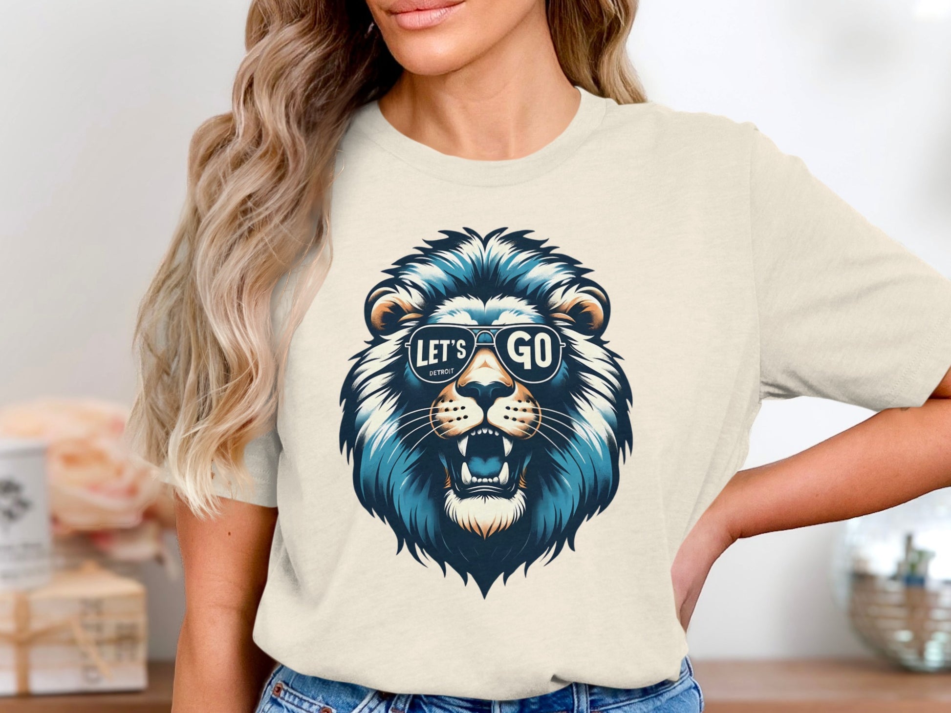 Fierce Lion Head with Let's Go Sunglasses T-Shirt Product