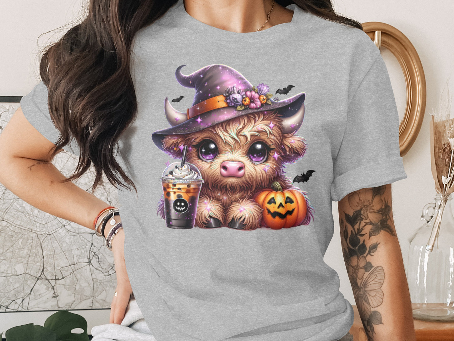 Adorable Witch Cow With Pumpkin Halloween T-Shirt product type