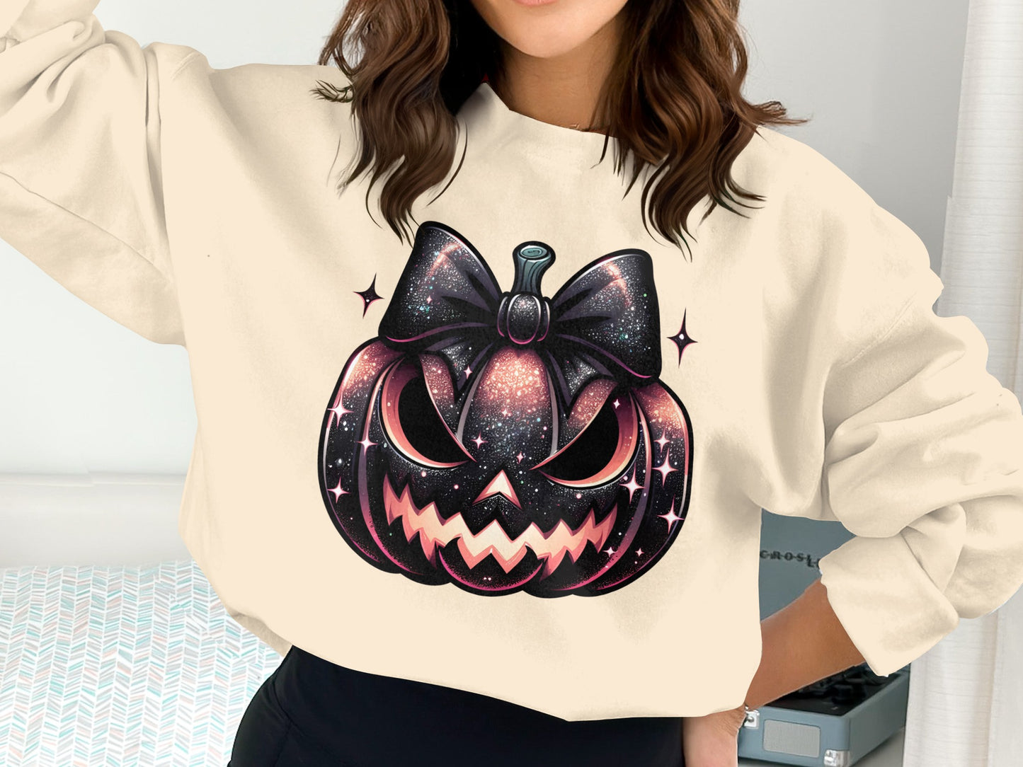 Sparkling Halloween Pumpkin Face Sweatshirt product