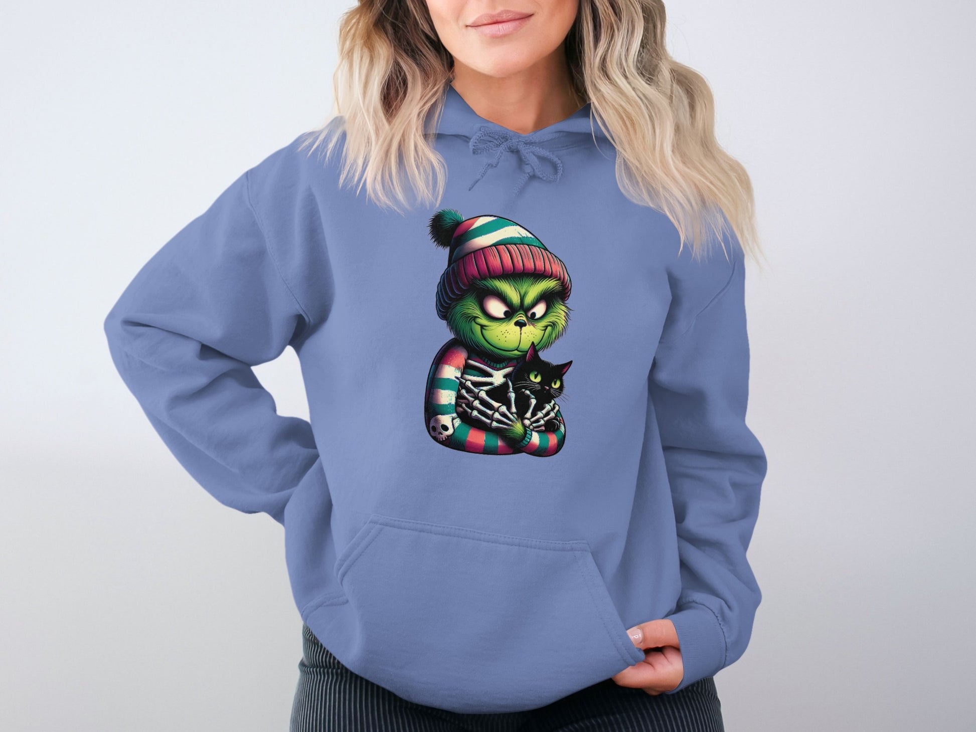Grinch Character Hoodie with Cat Graphic Design product