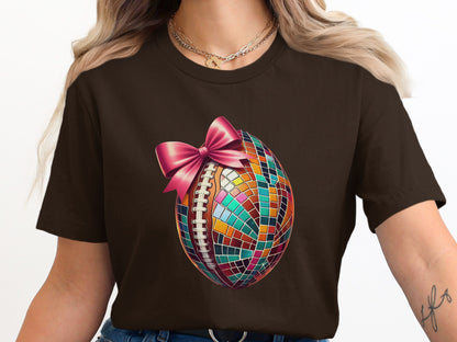 Colorful Mosaic Egg with Pink Bow Design T-Shirt product type