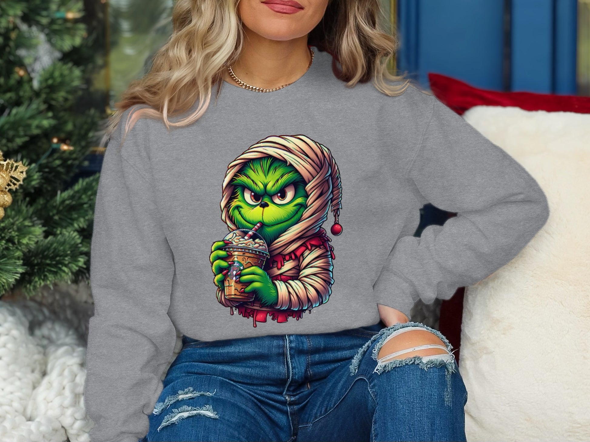 Grinch Design Long Sleeve Sweatshirt product