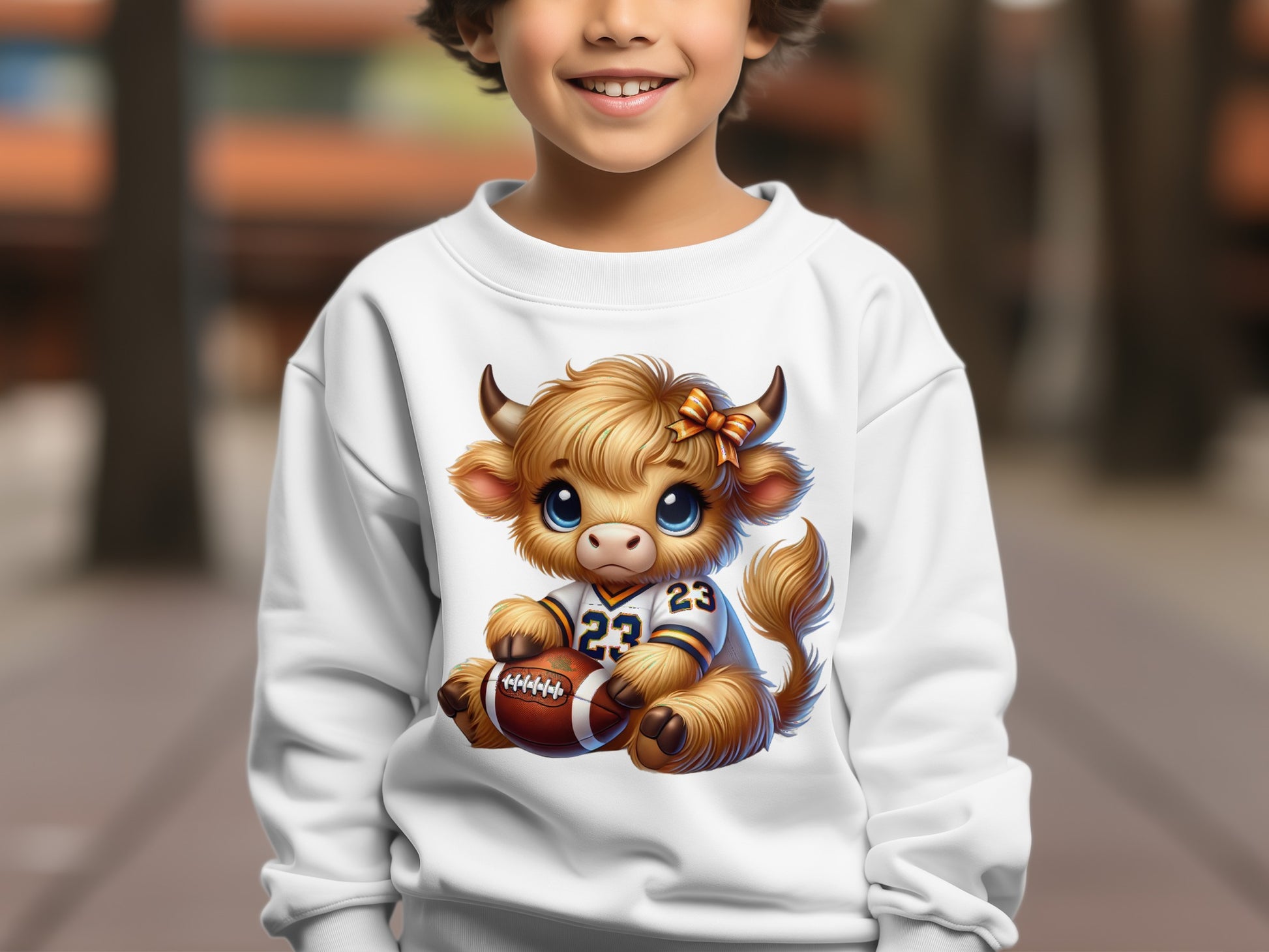Adorable Bull Football Print Kids Pullover Sweatshirt product
