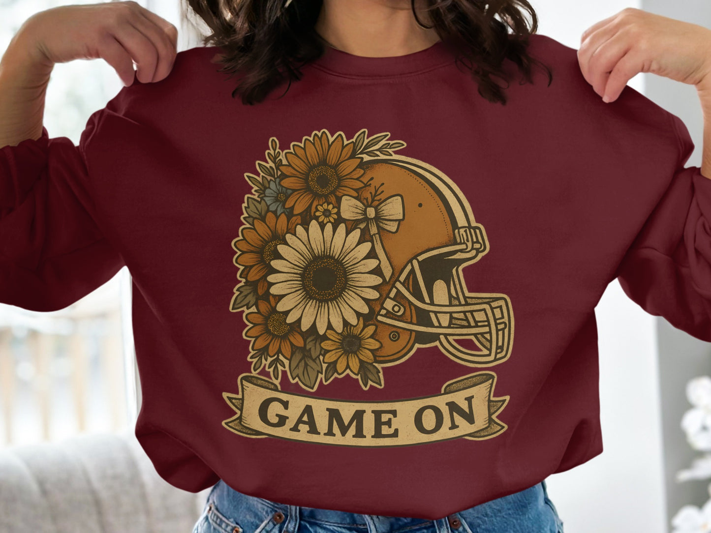 Game On Floral Football Helmet Graphic Top product