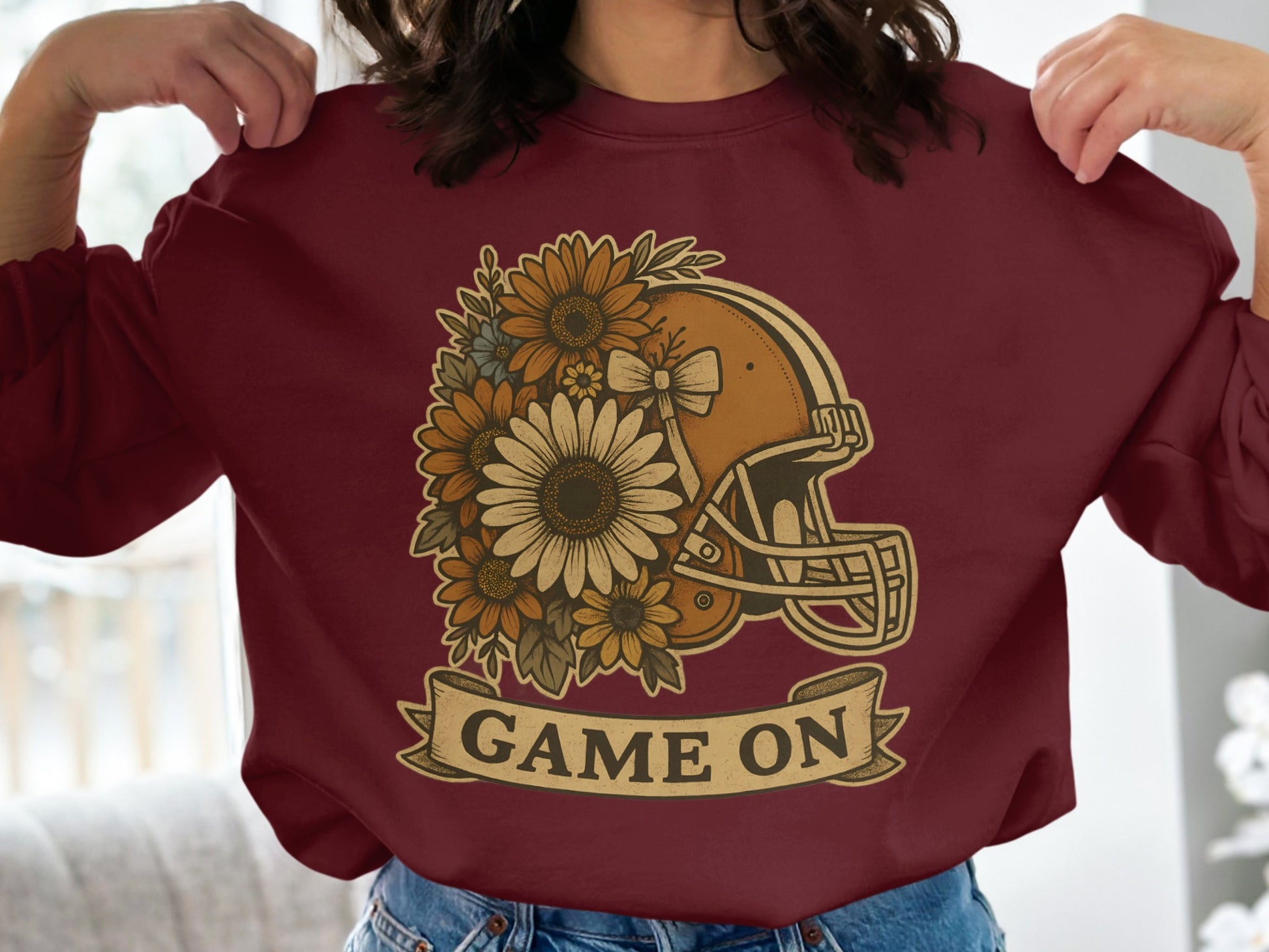 Game On Floral Football Helmet Graphic Top product