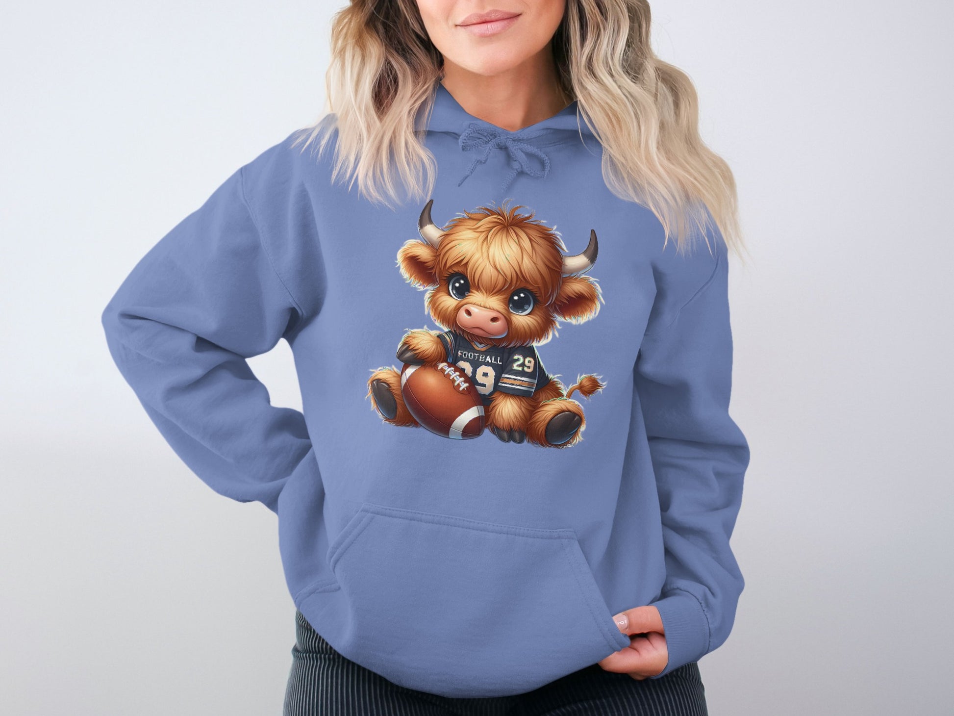 Adorable Cartoon Bull Holding Football Hoodie product