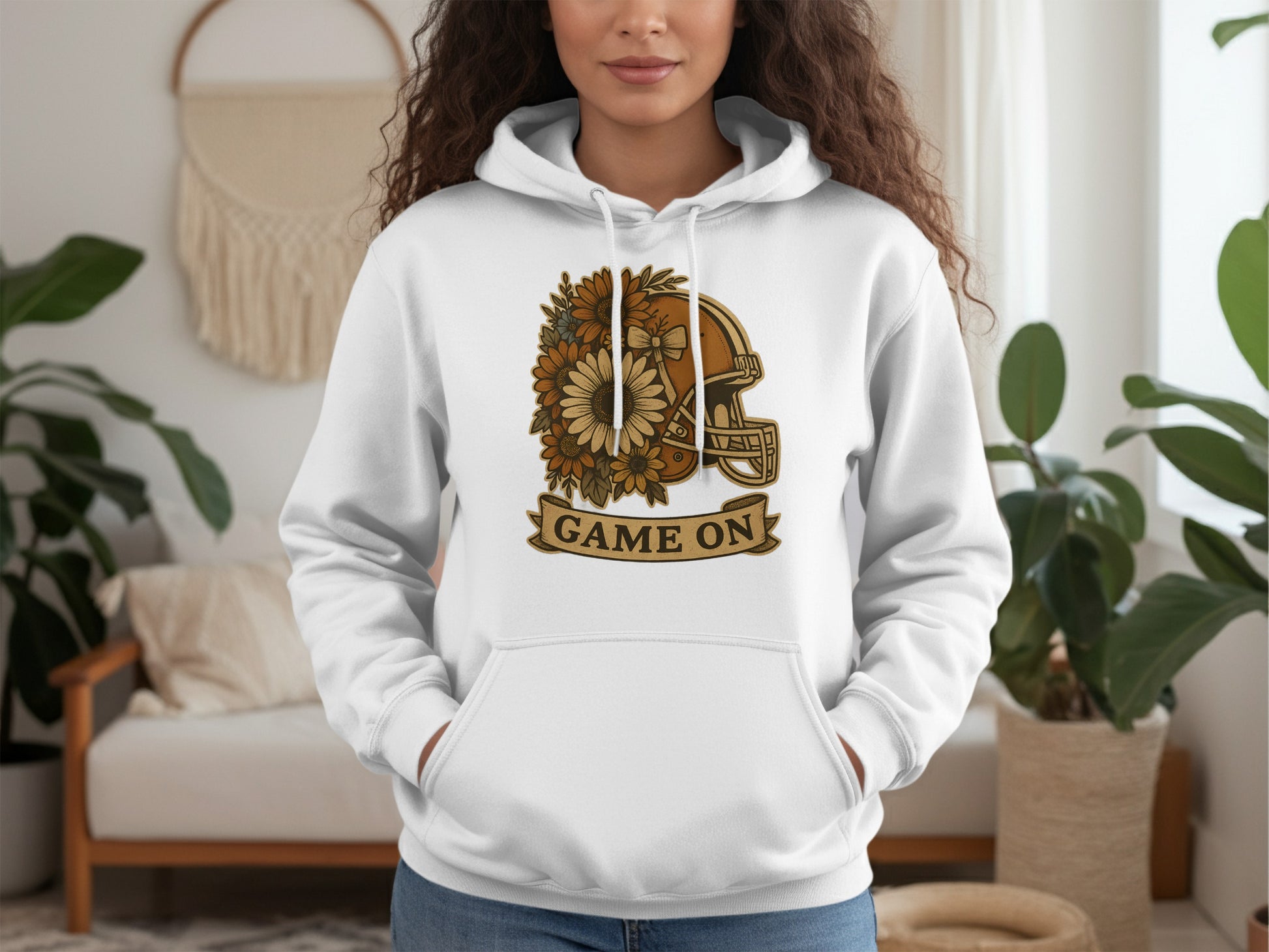 Game On Football Helmet and Flowers Hoodie product type