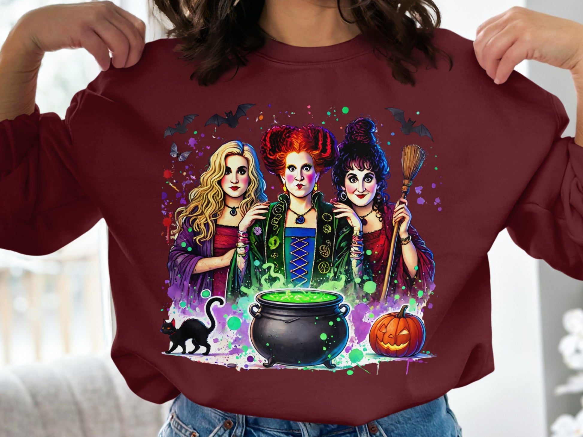 Colorful Halloween Witches Graphic Sweatshirt product