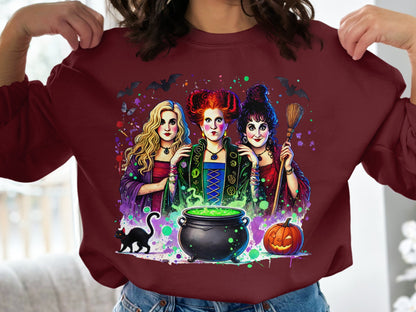 Colorful Halloween Witches Graphic Sweatshirt product