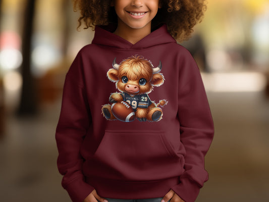 Cute Cartoon Cow With Football Kid's Hoodie Product