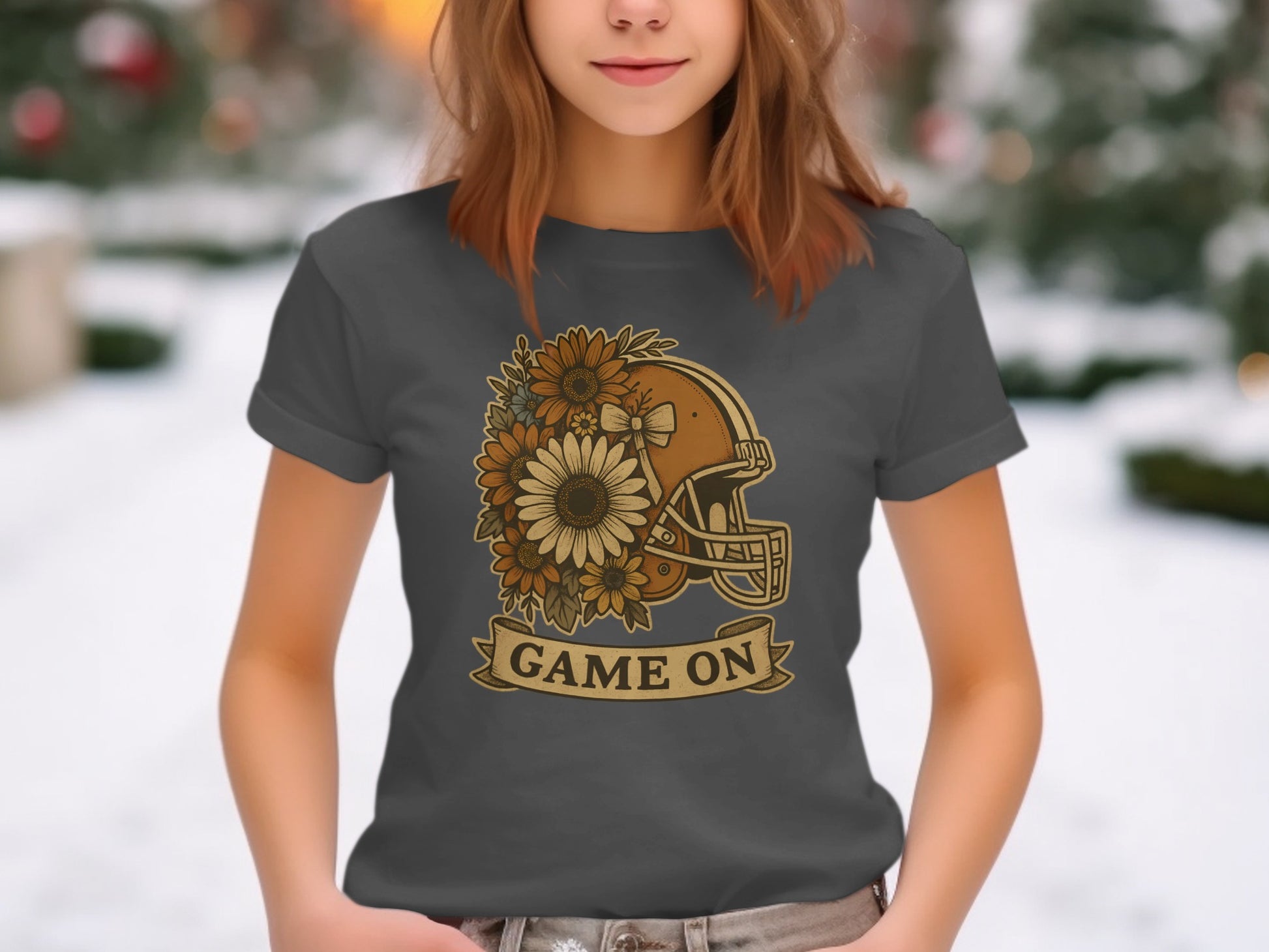 Game On Football Helmet With Flowers Design product