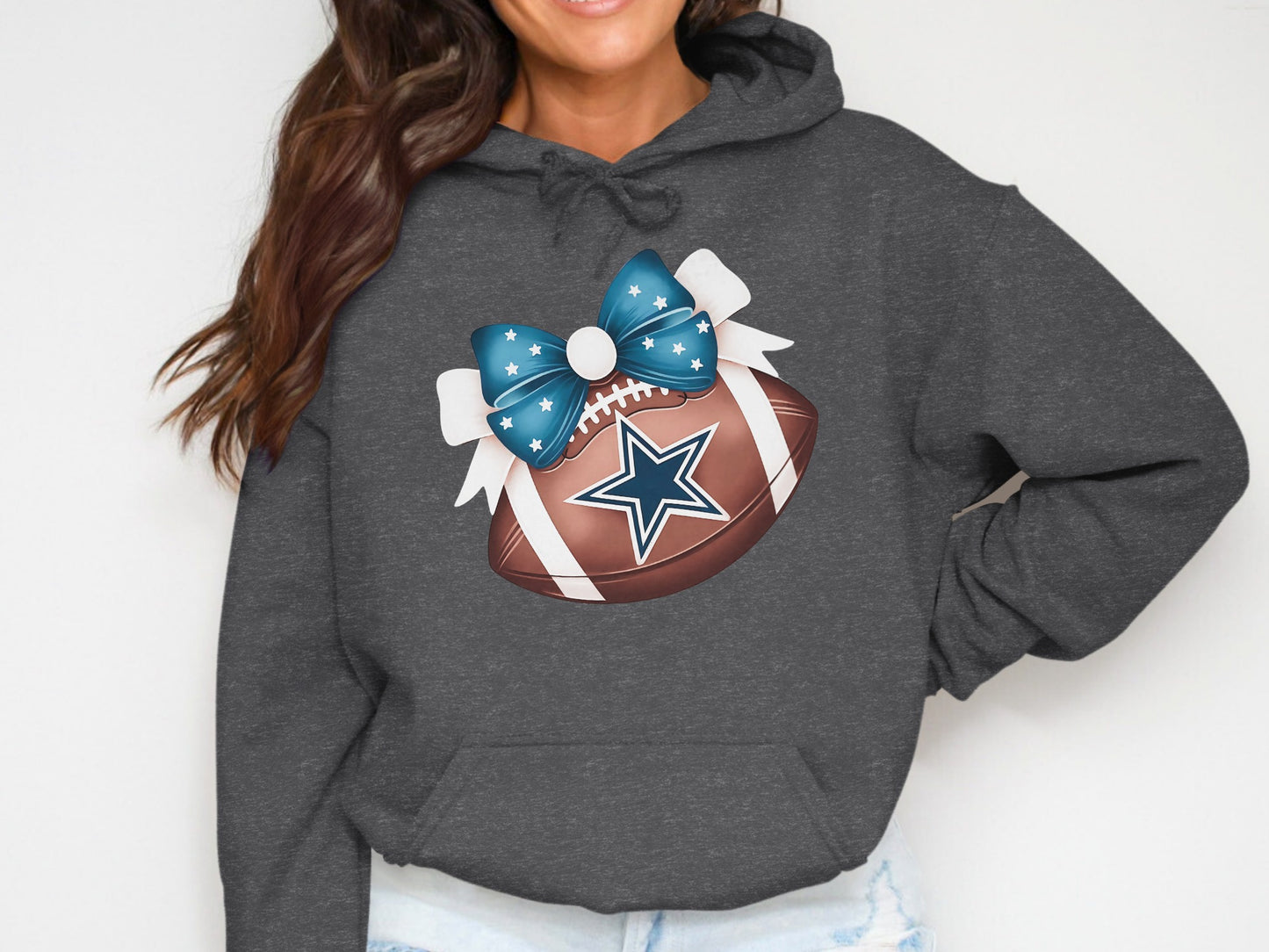 Football Graphic Hoodie with Star and Bow product type