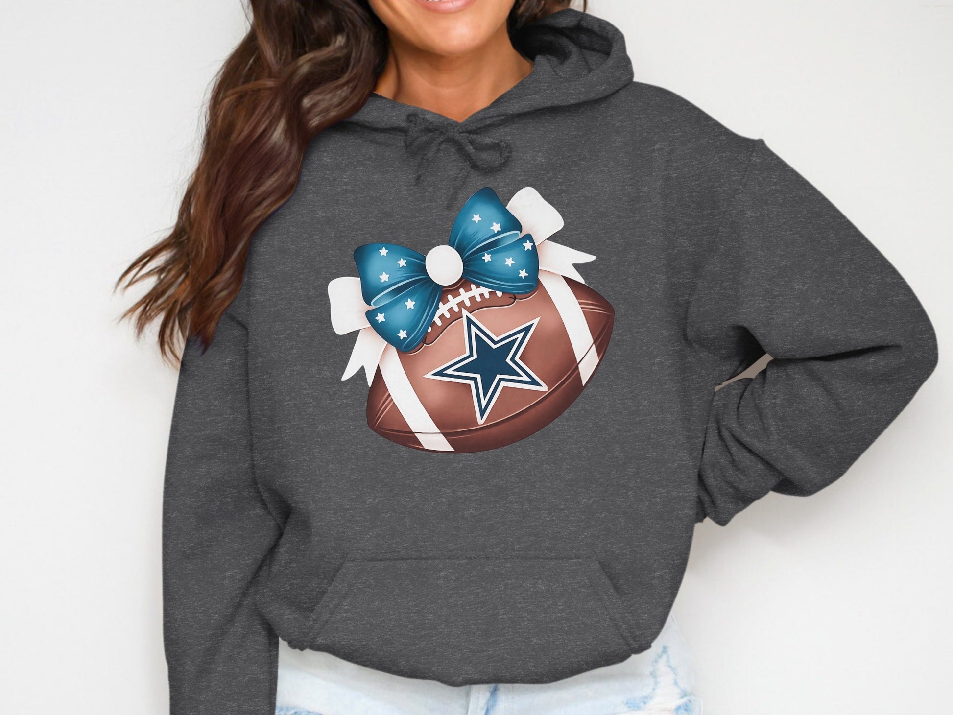 Football Graphic Hoodie with Star and Bow product type