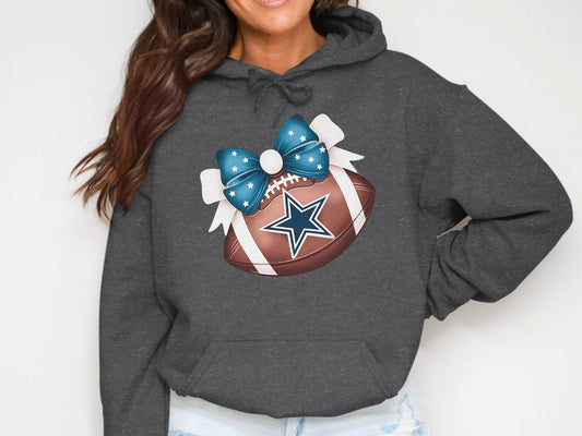 Football Graphic Hoodie with Star and Bow product type