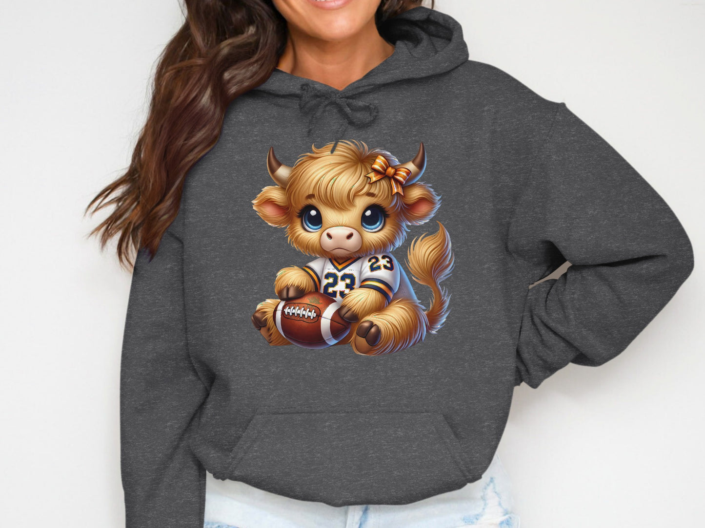 Cute Football Player Cow Graphic Hoodie product type