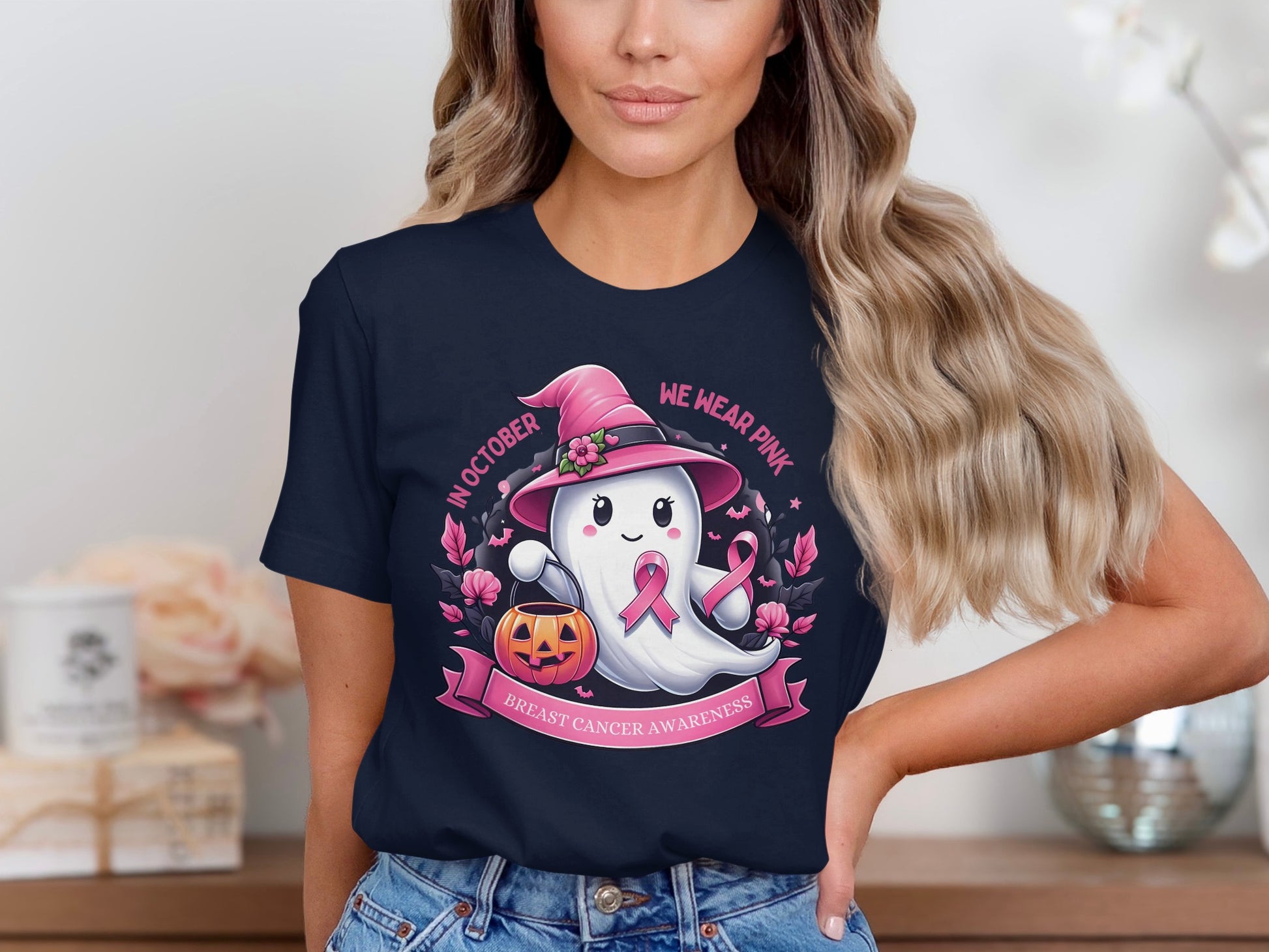 October We Wear Pink Breast Cancer Awareness T-Shirt product