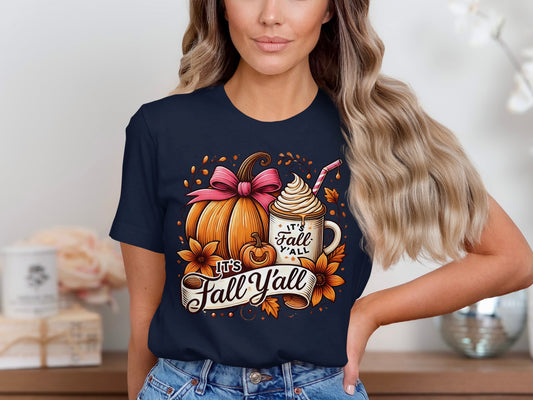 It's Fall Y'all Pumpkin and Latte Graphic Fall product