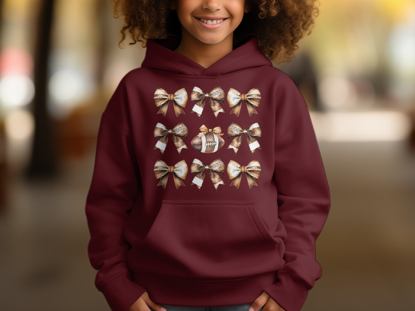 Football Bow Patterned Maroon Hoodie product