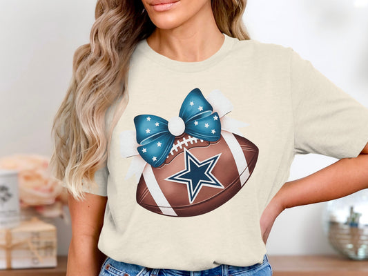 Football and Bow Star Design Graphic Shirt product