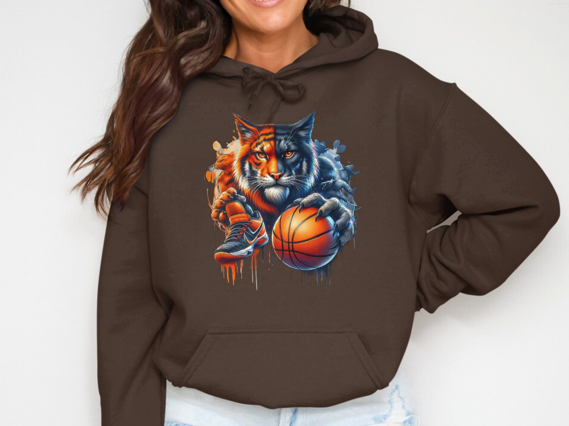 Fierce Tiger Holding Basketball Hoodie product