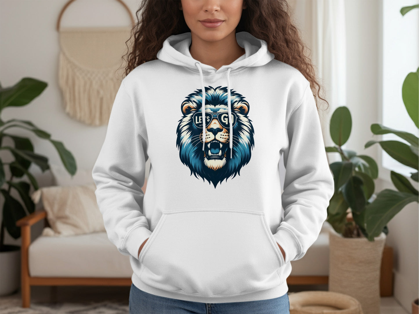 Fierce Blue Lion Graphic Hoodie Sweatshirt product type