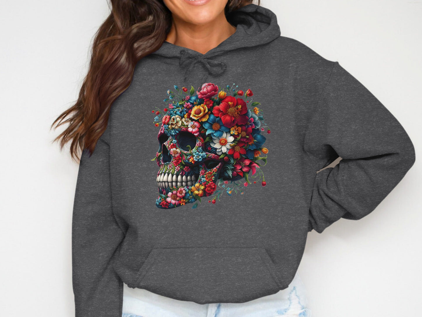 Floral Skull Design Graphic Hoodie product type