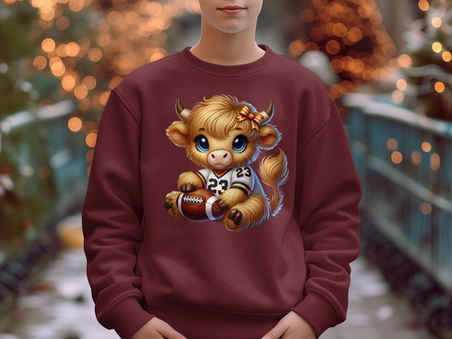 Adorable Illustrated Cow Holding Football Sweatshirt product