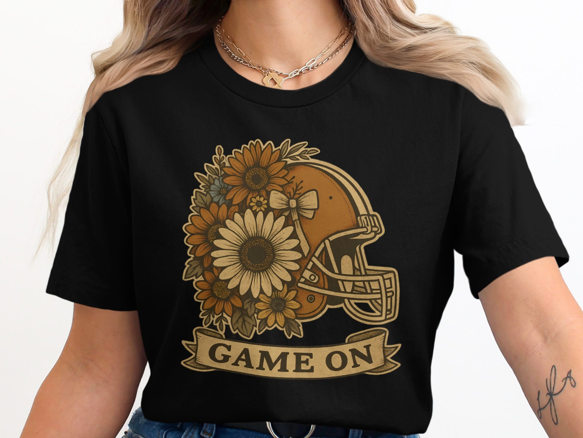 Game On Football Helmet Floral Design T-Shirt product