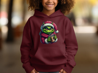Festive Monster in Santa Hat Youth Hoodie product type